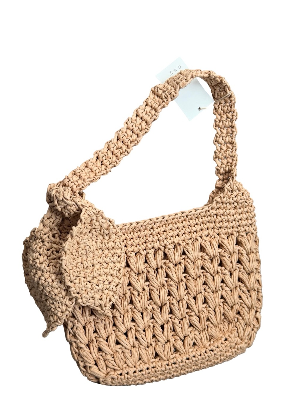 A New Day Woven Straw Shoulder Bag Natural Boho Crochet Tote NWT